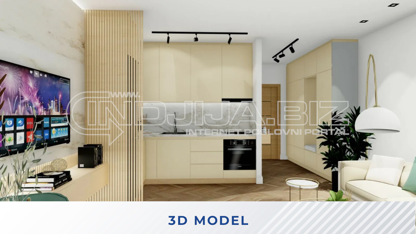 Pogled na deo sobe 3D model stana na prodaju